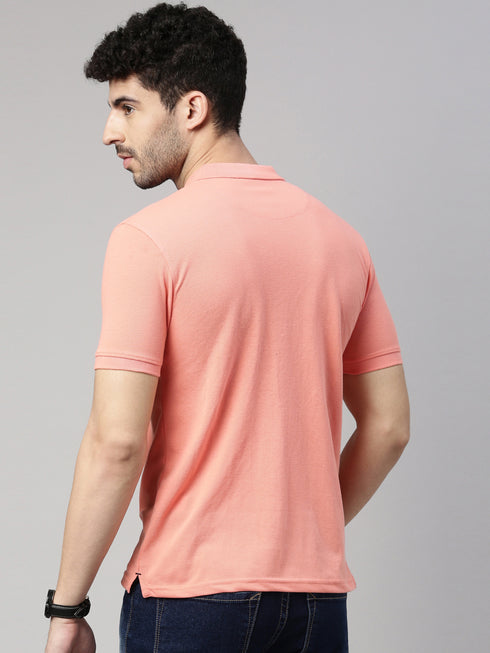 Peach Solid Polo Tshirt